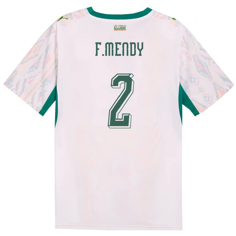 Danxen Men Senegal Formose Mendy #2 White Green Yellow Home Jersey 26-28 T-Shirt