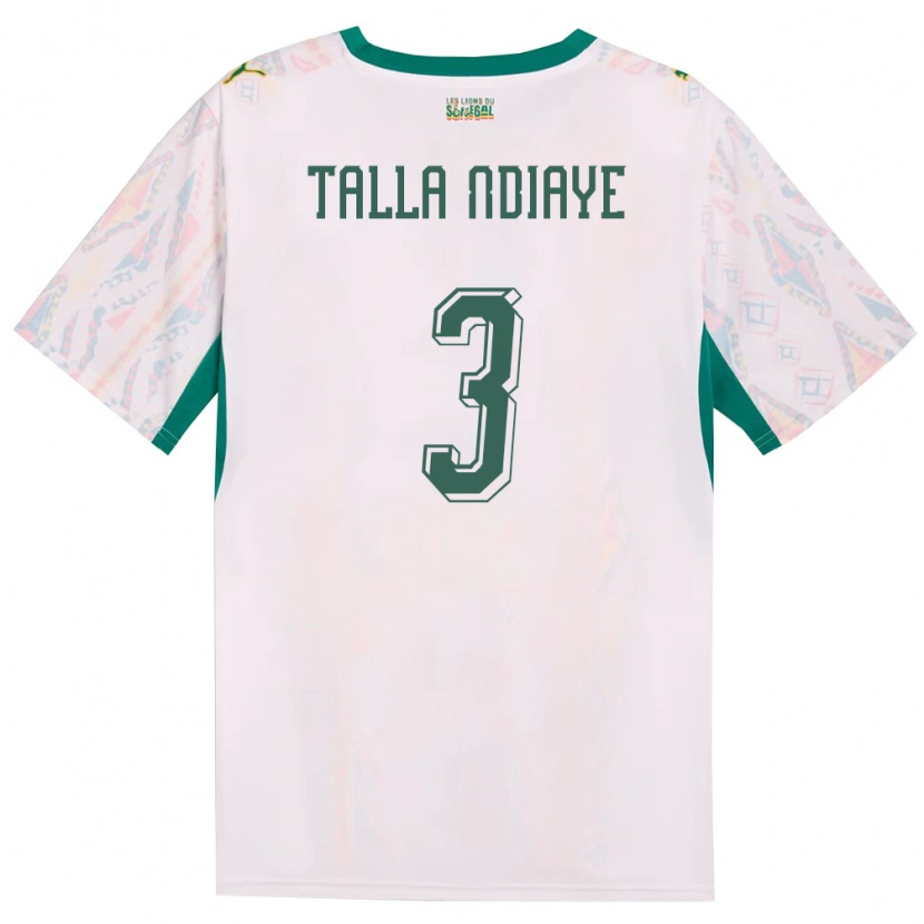 Danxen Men Senegal Mor Talla Ndiaye #3 White Green Yellow Home Jersey 26-28 T-Shirt