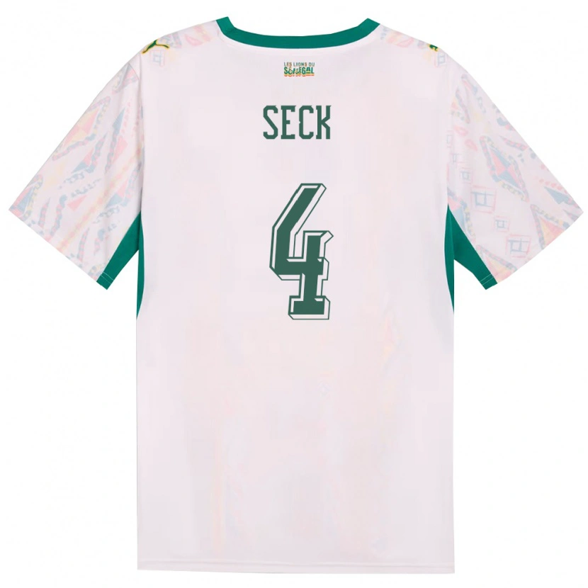Danxen Men Senegal Abdoulaye Seck #4 White Green Yellow Home Jersey 26-28 T-Shirt