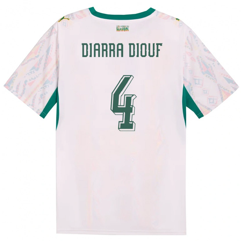 Danxen Men Senegal Mame Diarra Diouf #4 White Green Yellow Home Jersey 26-28 T-Shirt