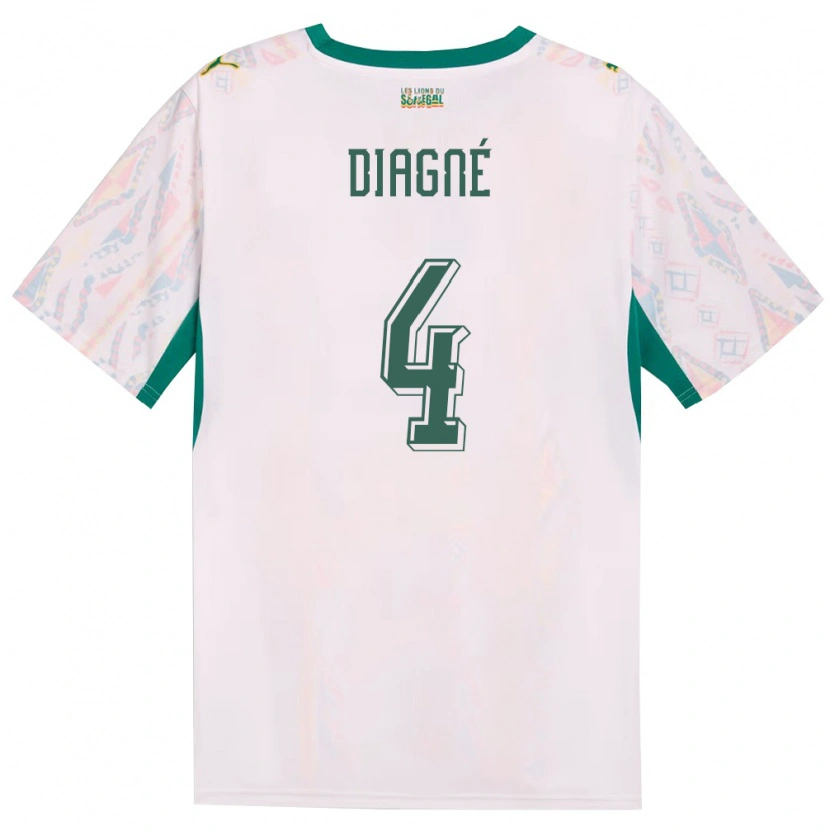 Danxen Men Senegal Cavin Diagne #4 White Green Yellow Home Jersey 26-28 T-Shirt