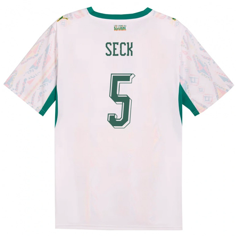 Danxen Men Senegal Ibrahima Seck #5 White Green Yellow Home Jersey 26-28 T-Shirt