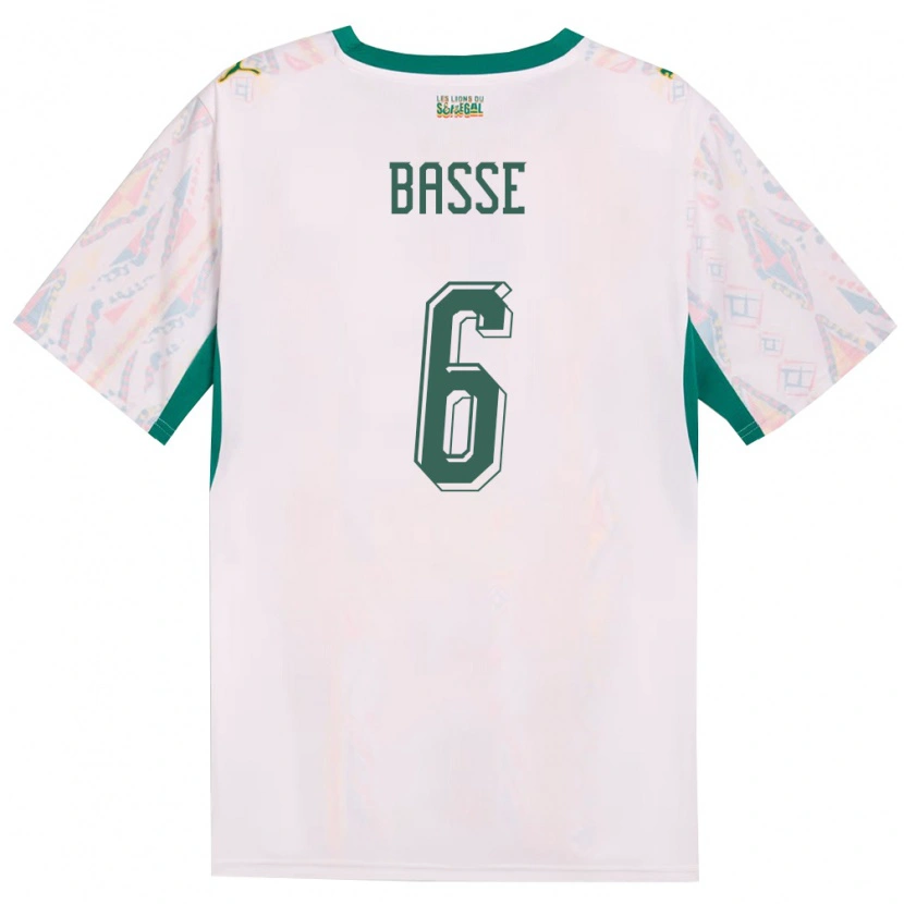 Danxen Men Senegal Souleymane Basse #6 White Green Yellow Home Jersey 26-28 T-Shirt