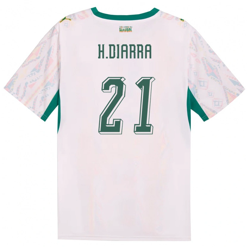Danxen Men Senegal Habib Diarra #21 White Green Yellow Home Jersey 26-28 T-Shirt