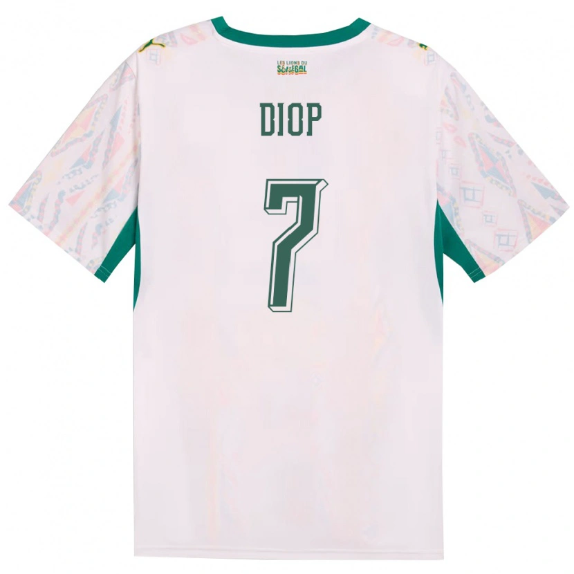 Danxen Men Senegal Mama Diop #7 White Green Yellow Home Jersey 26-28 T-Shirt