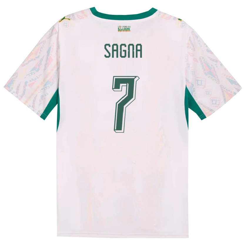 Danxen Men Senegal Amadou Sagna #7 White Green Yellow Home Jersey 26-28 T-Shirt