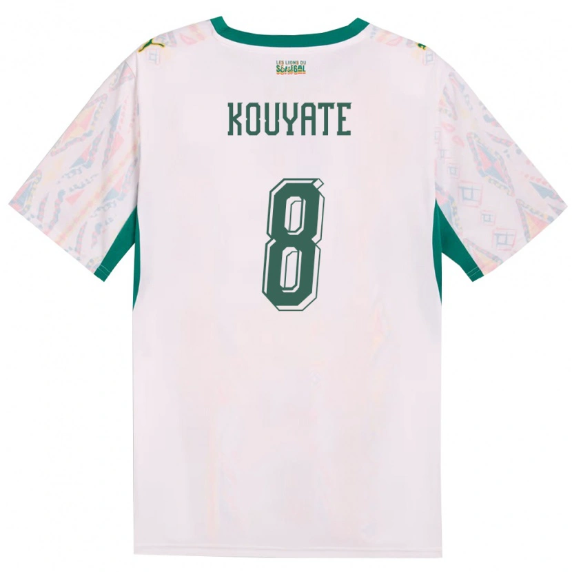Danxen Men Senegal Cheikhou Kouyate #8 White Green Yellow Home Jersey 26-28 T-Shirt