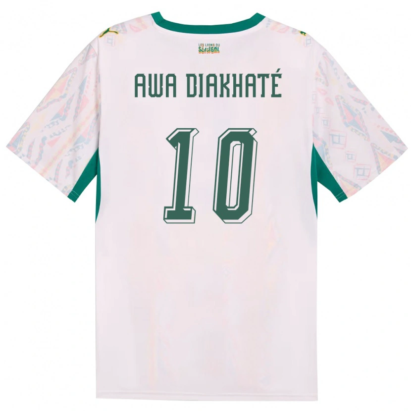 Danxen Men Senegal Ndeye Awa Diakhate #10 White Green Yellow Home Jersey 26-28 T-Shirt