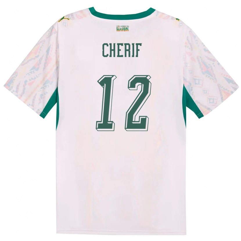 Danxen Men Senegal Cherif Ndiaye #12 White Green Yellow Home Jersey 26-28 T-Shirt
