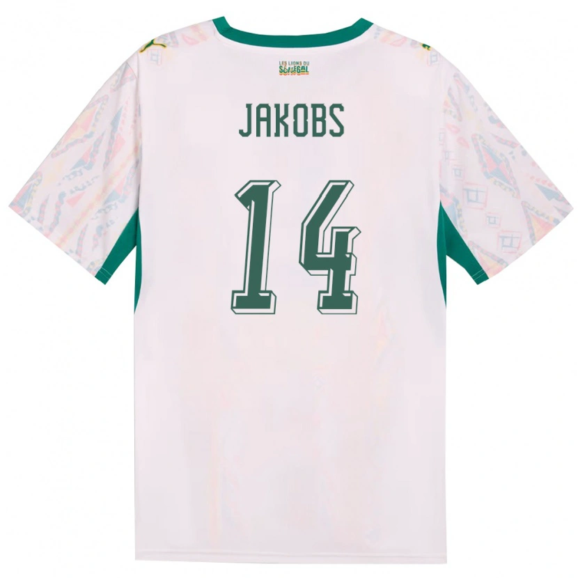 Danxen Men Senegal Ismail Jakobs #14 White Green Yellow Home Jersey 26-28 T-Shirt