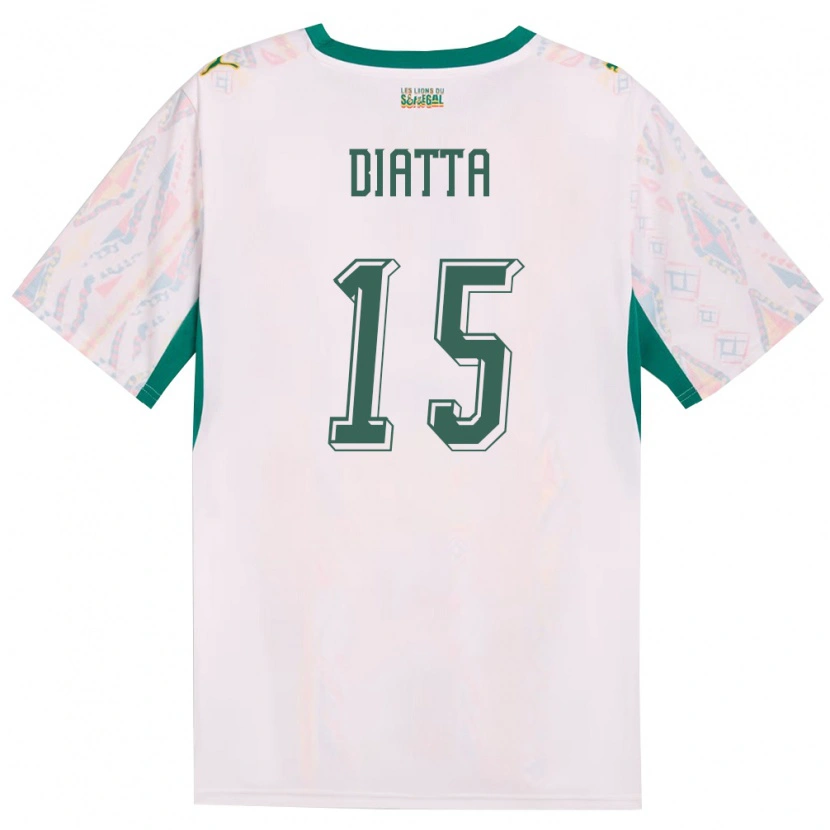 Danxen Men Senegal Krépin Diatta #15 White Green Yellow Home Jersey 26-28 T-Shirt