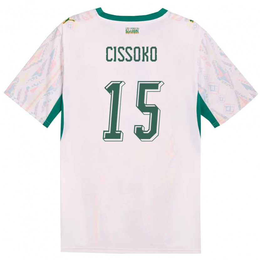 Danxen Men Senegal Ibrahima Cissoko #15 White Green Yellow Home Jersey 26-28 T-Shirt
