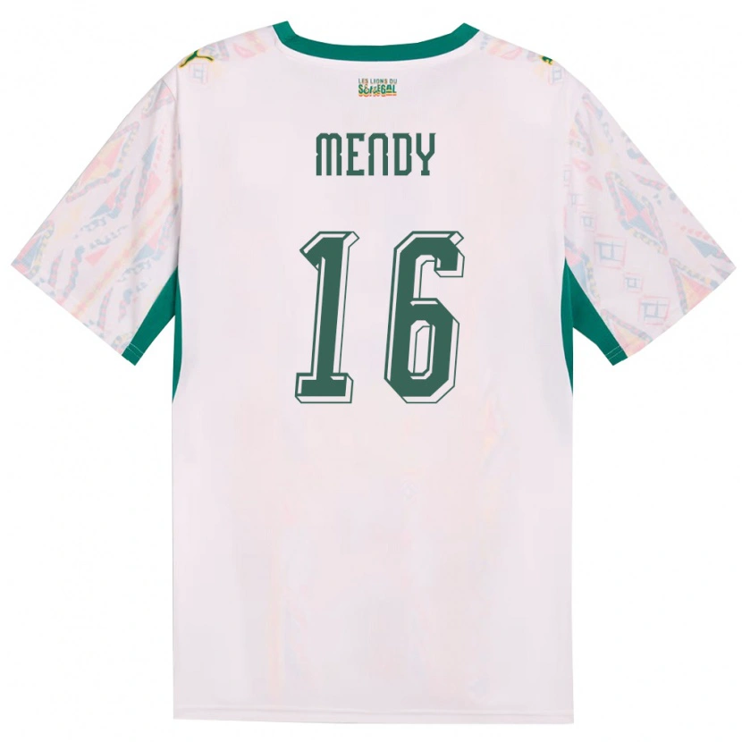 Danxen Men Senegal Edouard Mendy #16 White Green Yellow Home Jersey 26-28 T-Shirt