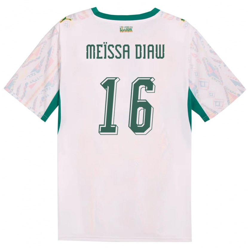 Danxen Men Senegal Ndeye Meissa Diaw #16 White Green Yellow Home Jersey 26-28 T-Shirt