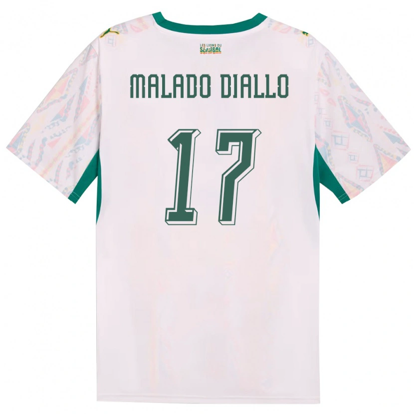 Danxen Men Senegal Hapsatou Malado Diallo #17 White Green Yellow Home Jersey 26-28 T-Shirt