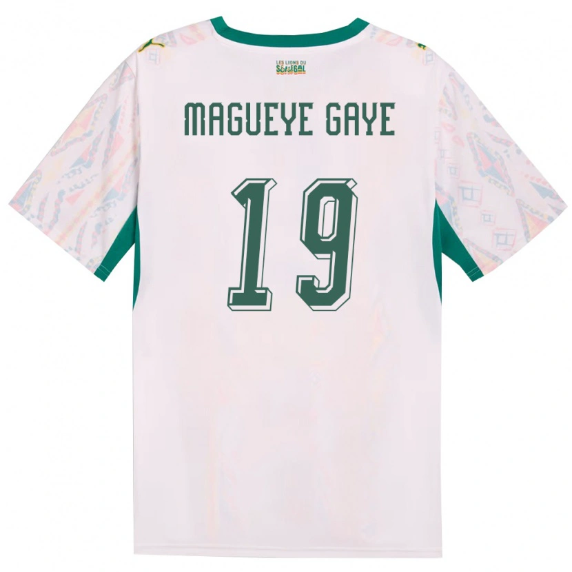 Danxen Men Senegal Papa Magueye Gaye #19 White Green Yellow Home Jersey 26-28 T-Shirt