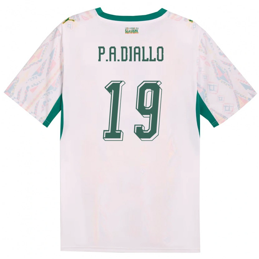 Danxen Men Senegal Papa Amadou Diallo #19 White Green Yellow Home Jersey 26-28 T-Shirt