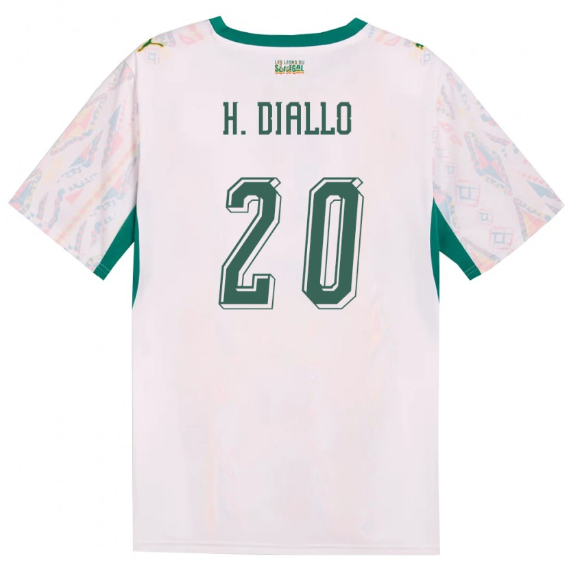 Danxen Men Senegal Habib Diallo #20 White Green Yellow Home Jersey 26-28 T-Shirt
