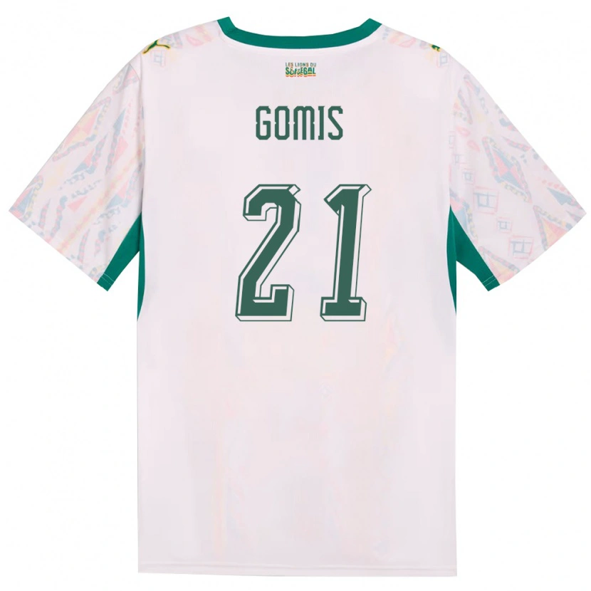 Danxen Men Senegal Norbert Gomis #21 White Green Yellow Home Jersey 26-28 T-Shirt