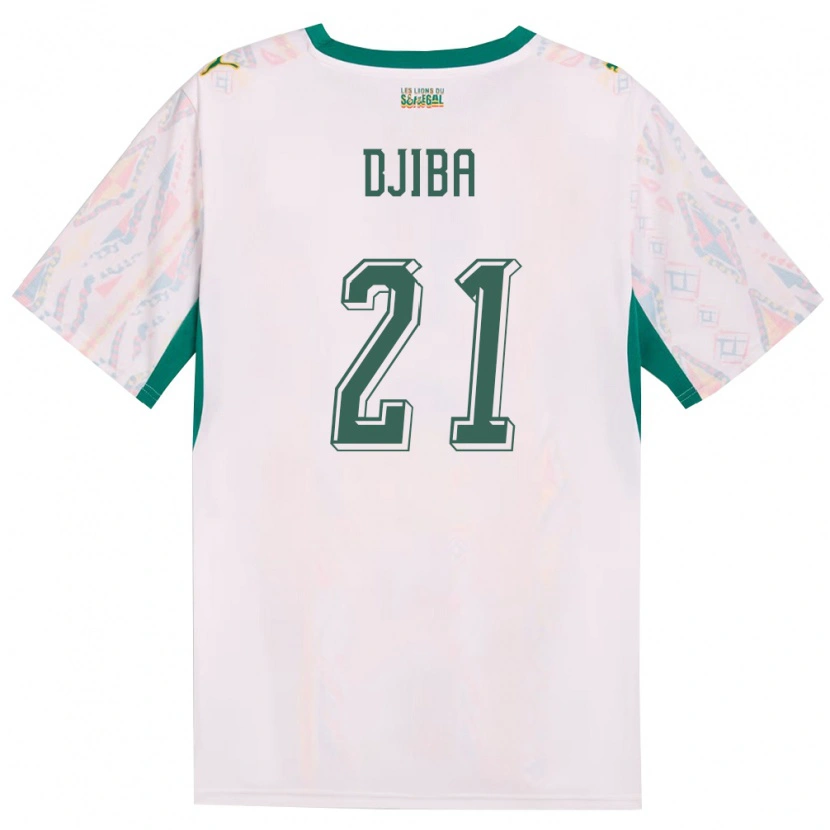 Danxen Men Senegal Francois Djiba #21 White Green Yellow Home Jersey 26-28 T-Shirt