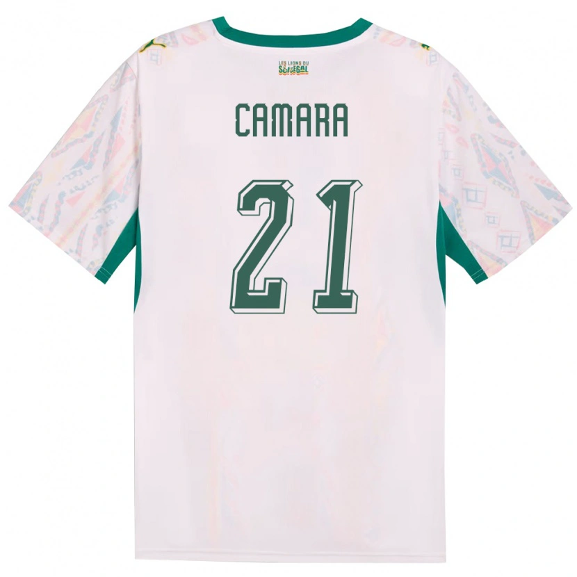 Danxen Men Senegal Mamadou Camara #21 White Green Yellow Home Jersey 26-28 T-Shirt