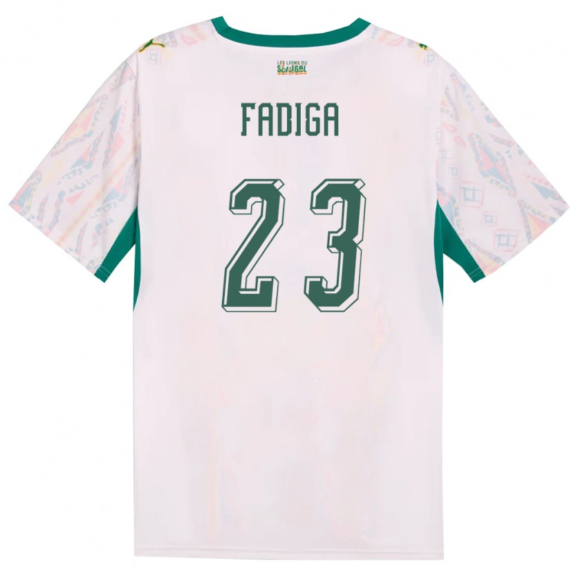 Danxen Men Senegal Noah Fadiga #23 White Green Yellow Home Jersey 26-28 T-Shirt