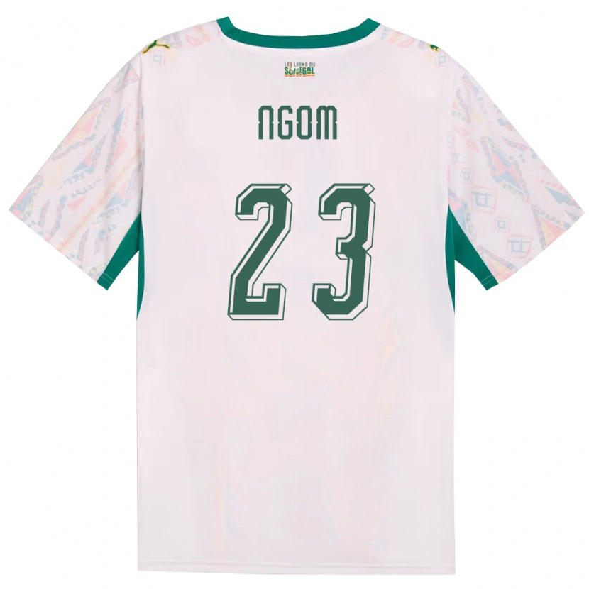 Danxen Men Senegal Astou Ngom #23 White Green Yellow Home Jersey 26-28 T-Shirt