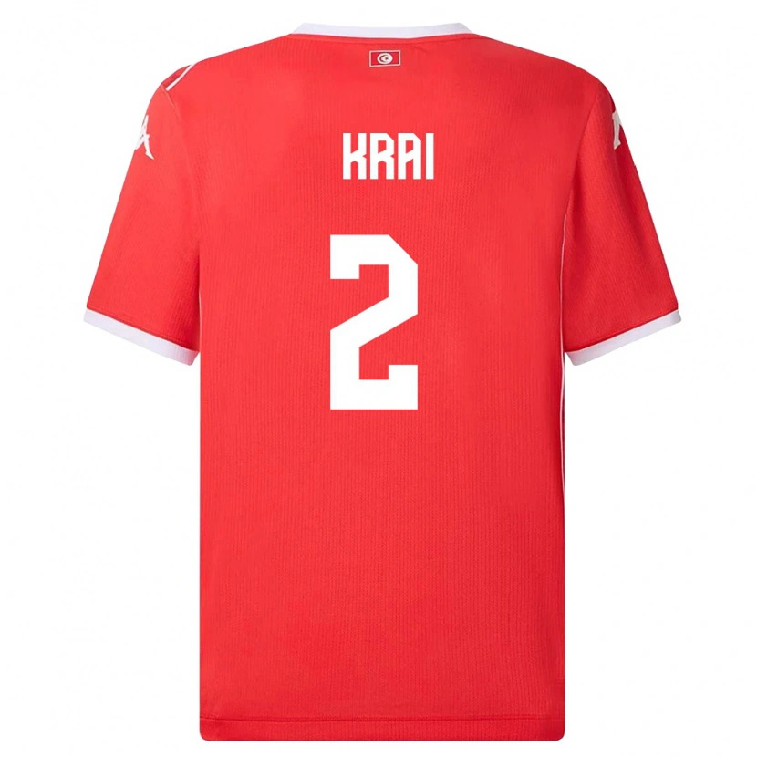 Danxen Men Tunisia Kabil Krai #2 Red White Home Jersey 26-28 T-Shirt