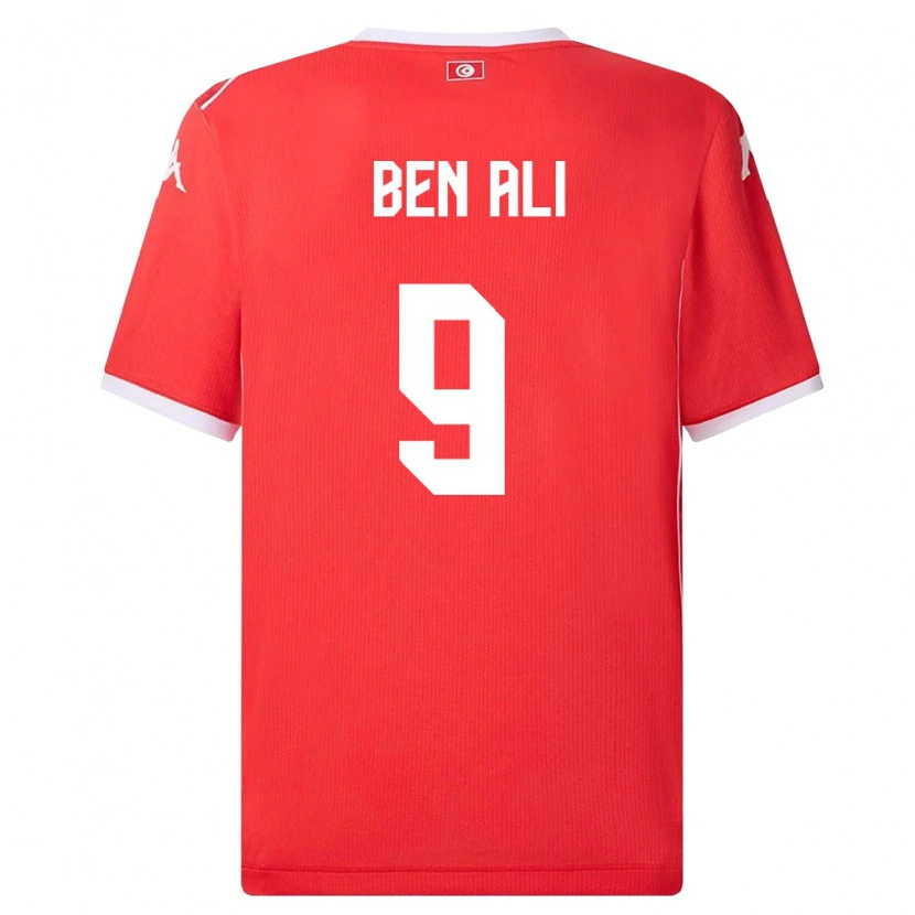 Danxen Men Tunisia Omar Ben Ali #9 Red White Home Jersey 26-28 T-Shirt