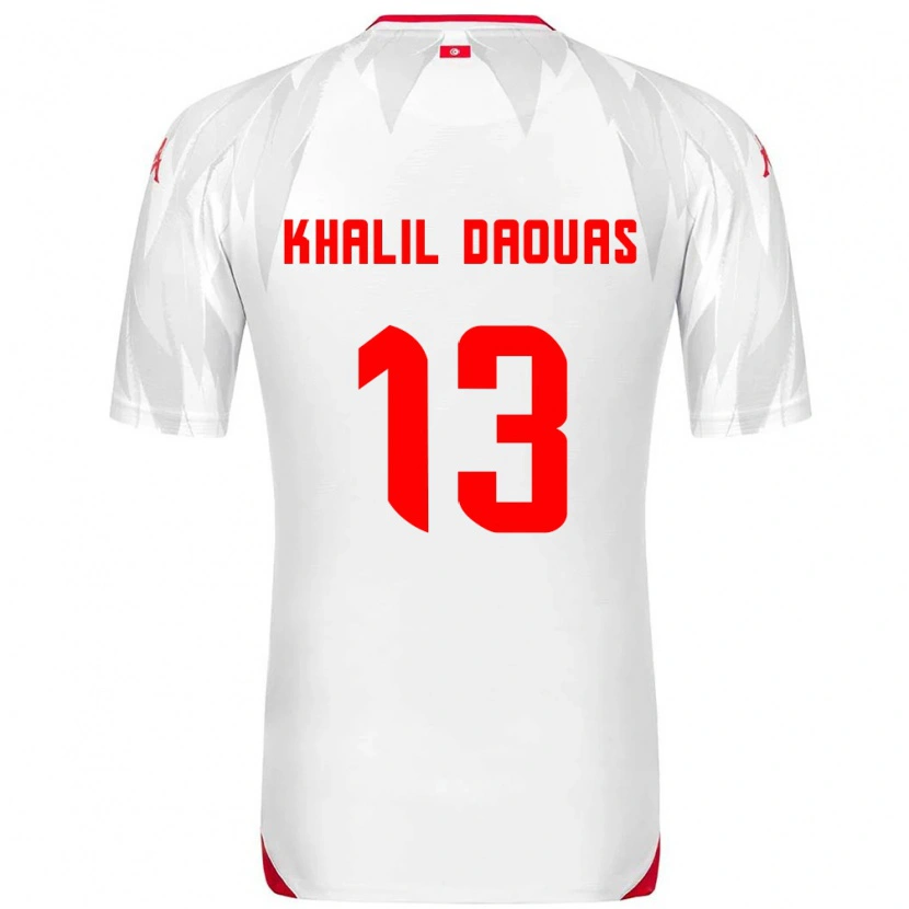 Danxen Men Tunisia Mohamed Khalil Daouas #13 White Red Home Jersey 26-28 T-Shirt