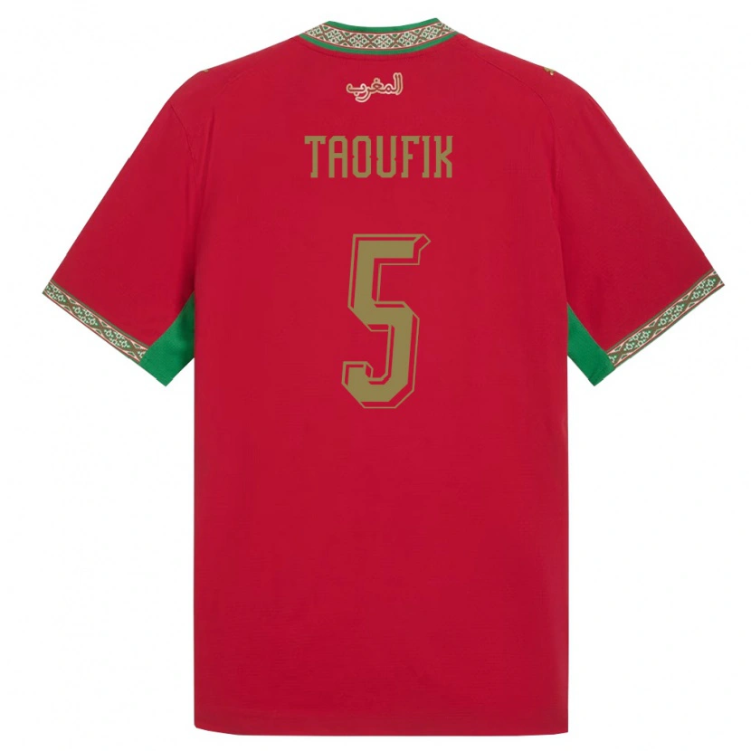 Danxen Men Morocco Rayane Taoufik #5 Red Green White Home Jersey 26-28 T-Shirt
