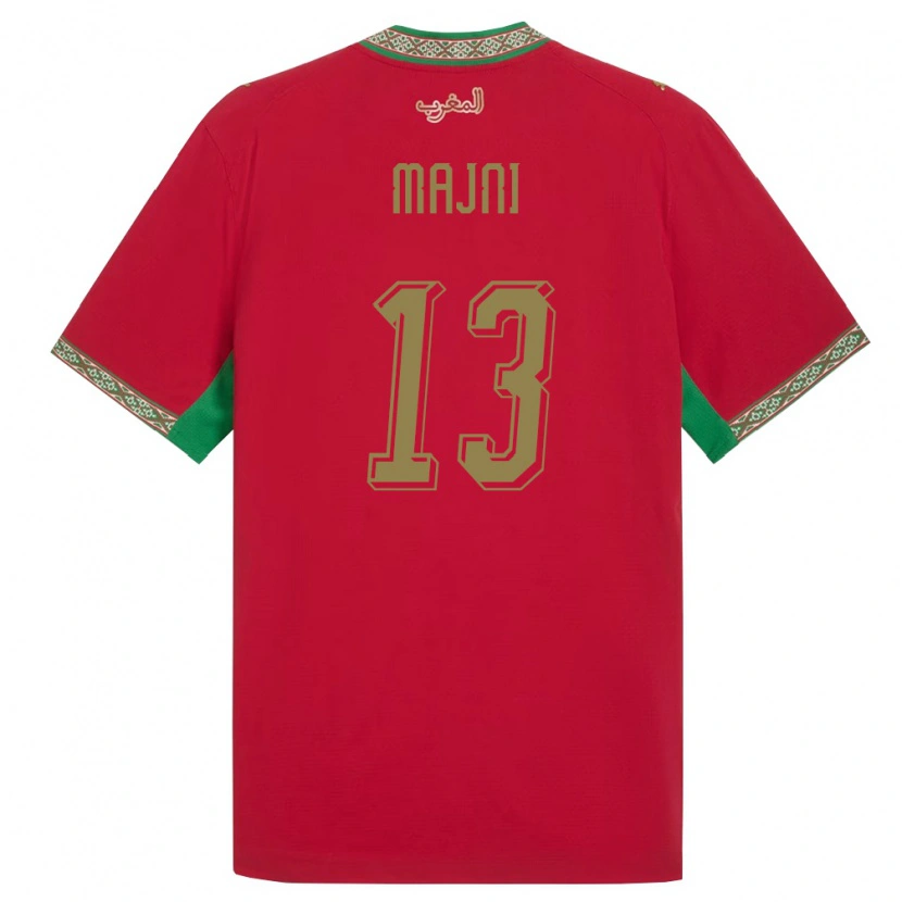 Danxen Men Morocco Taha Majni #13 Red Green White Home Jersey 26-28 T-Shirt