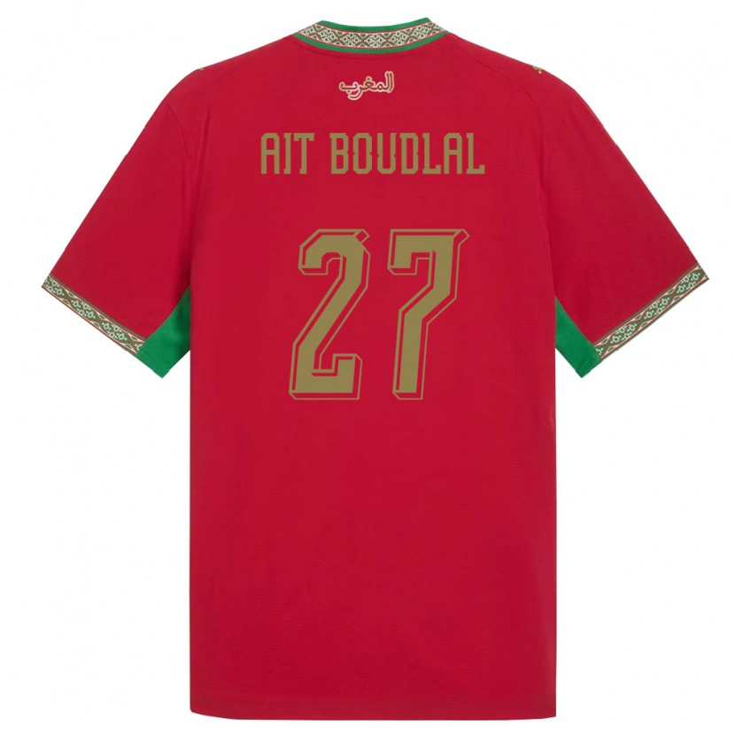 Danxen Men Morocco Abdelhamid Ait Boudlal #27 Red Green White Home Jersey 26-28 T-Shirt
