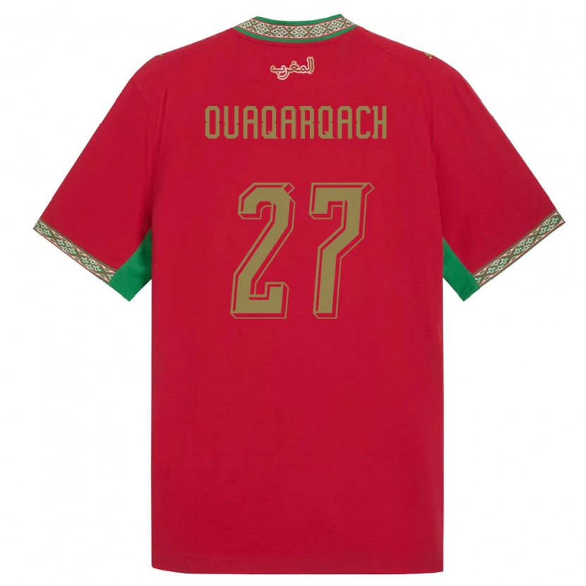 Danxen Men Morocco Abdelkader Ouaqarqach #27 Red Green White Home Jersey 26-28 T-Shirt