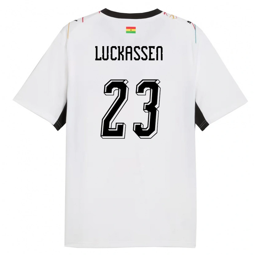 Danxen Men Ghana Derrick Luckassen #23 White Black Yellow Home Jersey 26-28 T-Shirt