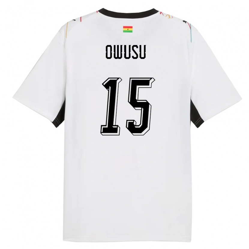 Danxen Men Ghana Elisha Owusu #15 White Black Yellow Home Jersey 26-28 T-Shirt