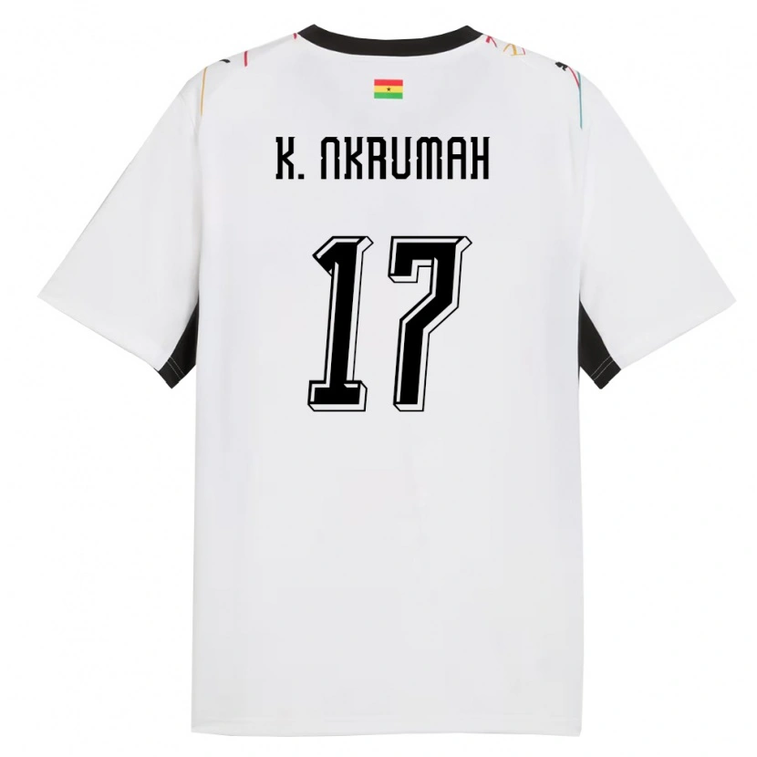 Danxen Men Ghana Kelvin Nkrumah #17 White Black Yellow Home Jersey 26-28 T-Shirt