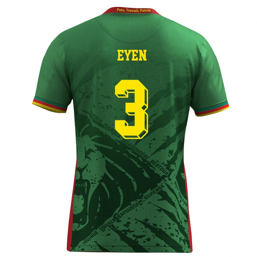 Danxen Men Cameroon Oscar Eyen #3 Green Yellow Red Home Jersey 26-28 T-Shirt
