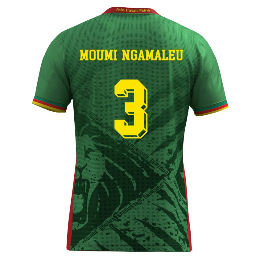 Danxen Men Cameroon Nicolas Moumi Ngamaleu #3 Green Yellow Red Home Jersey 26-28 T-Shirt