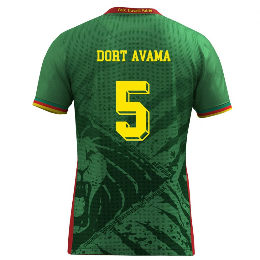 Danxen Men Cameroon Dieu Ne Dort Avama #5 Green Yellow Red Home Jersey 26-28 T-Shirt