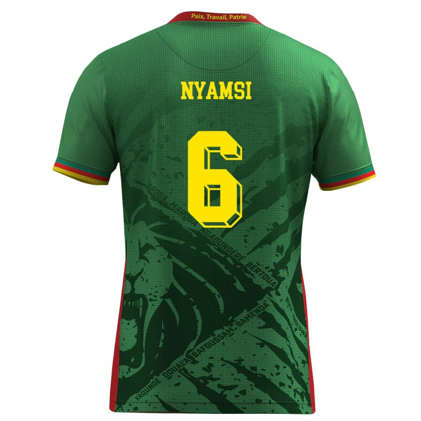 Danxen Men Cameroon Gerzino Nyamsi #6 Green Yellow Red Home Jersey 26-28 T-Shirt