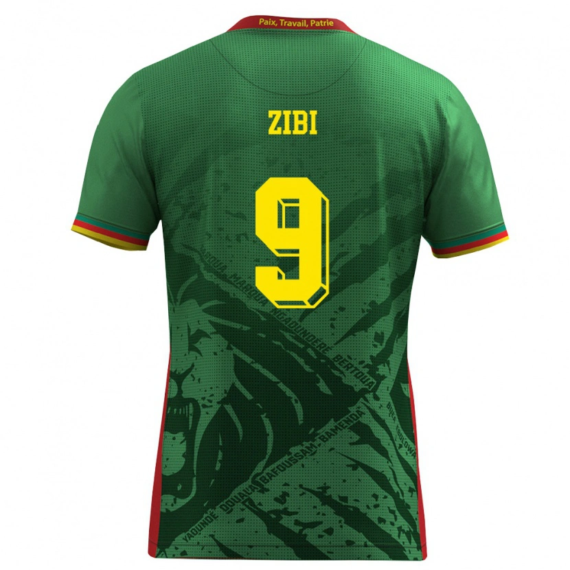 Danxen Men Cameroon André Zibi #9 Green Yellow Red Home Jersey 26-28 T-Shirt