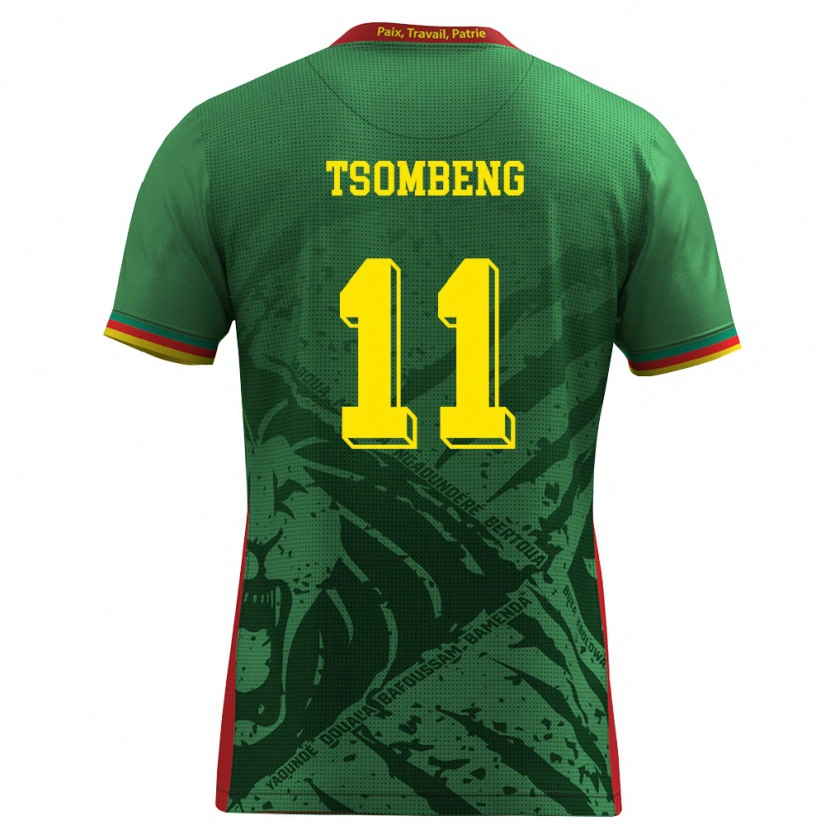 Danxen Men Cameroon Arnaud Tsombeng #11 Green Yellow Red Home Jersey 26-28 T-Shirt