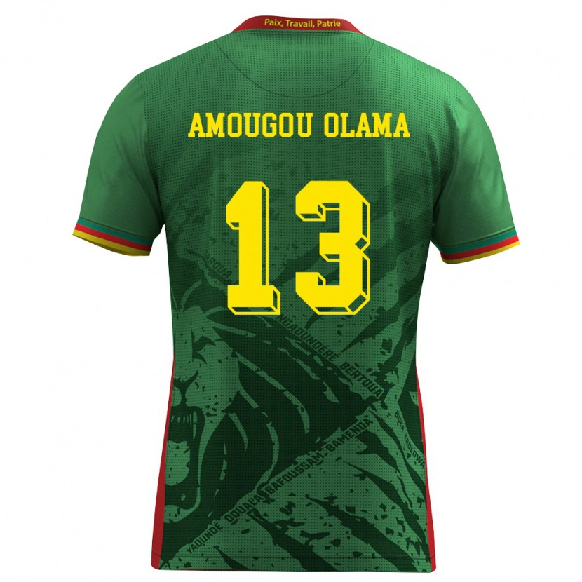 Danxen Men Cameroon Maurel Amougou Olama #13 Green Yellow Red Home Jersey 26-28 T-Shirt