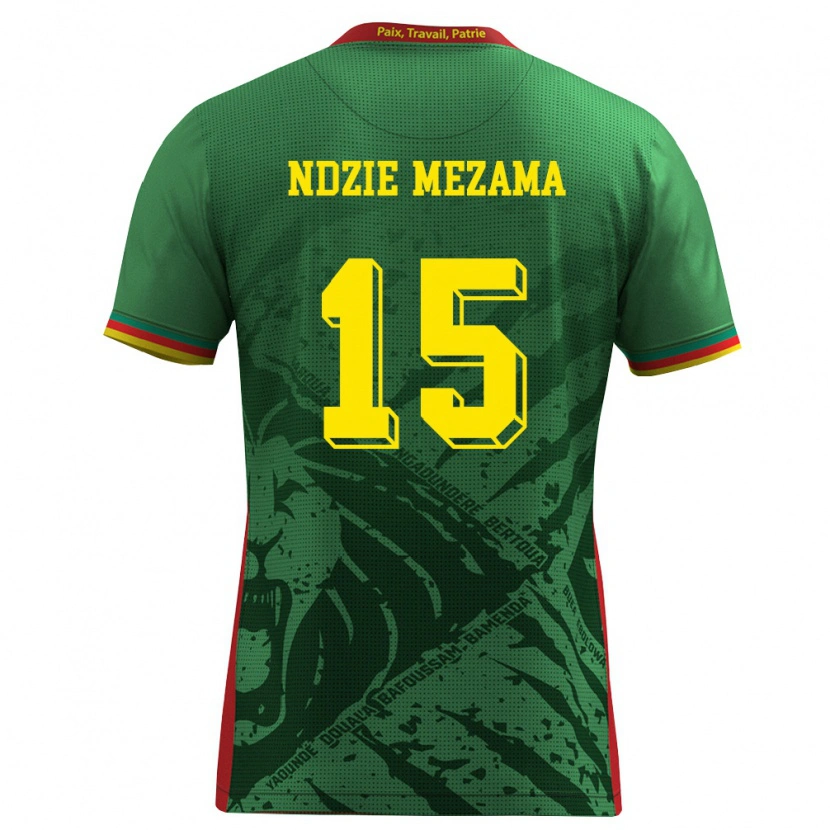 Danxen Men Cameroon Fabrice Ndzie Mezama #15 Green Yellow Red Home Jersey 26-28 T-Shirt