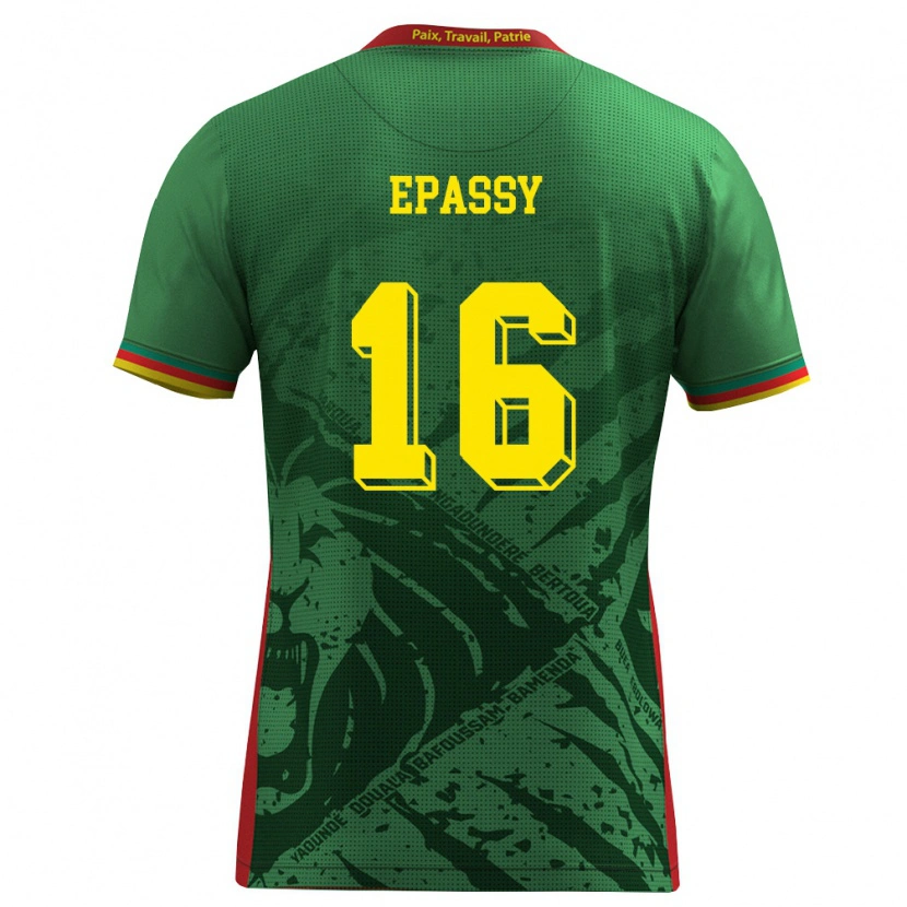 Danxen Men Cameroon Devis Epassy #16 Green Yellow Red Home Jersey 26-28 T-Shirt