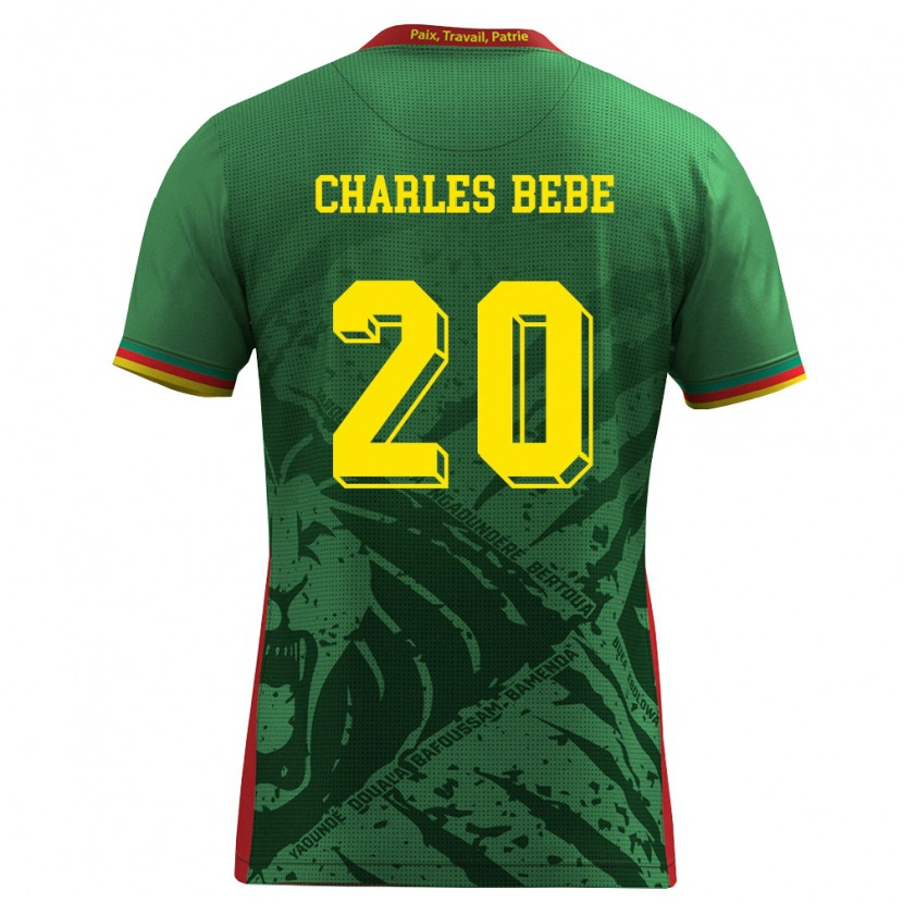 Danxen Men Cameroon Jean Charles Bebe #20 Green Yellow Red Home Jersey 26-28 T-Shirt