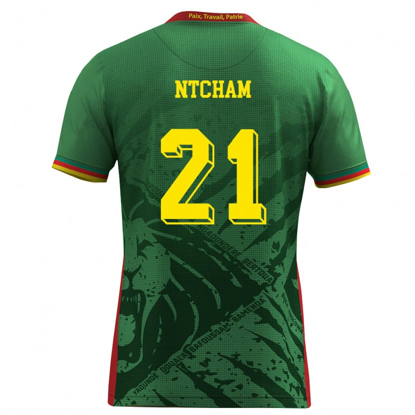 Danxen Men Cameroon Olivier Ntcham #21 Green Yellow Red Home Jersey 26-28 T-Shirt