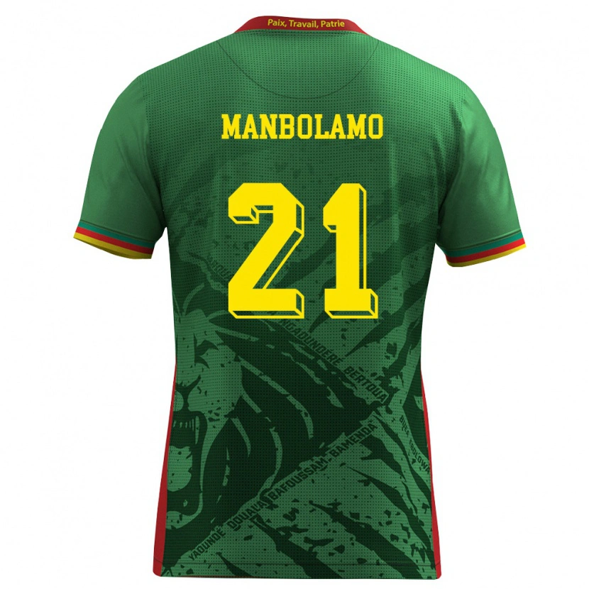 Danxen Men Cameroon Eliane Manbolamo #21 Green Yellow Red Home Jersey 26-28 T-Shirt