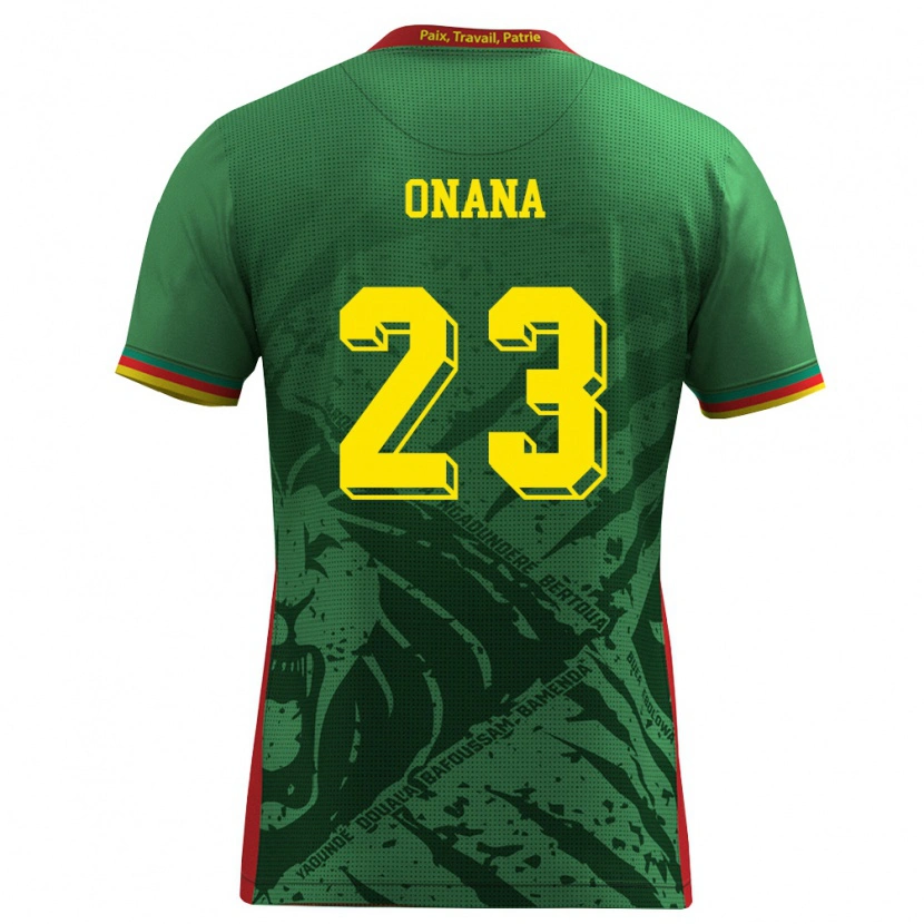 Danxen Men Cameroon Andre Onana #23 Green Yellow Red Home Jersey 26-28 T-Shirt